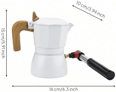 Qianly Italian Coffee Pot with Manual Pump Pressurized Pneumatic Coffee Maker Compact for Home Baristas, White, Pneumatic Third Generation Double Valve Moka Pot + Manual Air Pump - Image 6