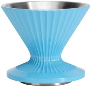 Pour Over Coffee Dripper Drip Coffee Pour Over Maker Resuable Blossom Cone Funnel Stainless Steel Metal Coffee Filter for Travel, Camping, Office, Home, Coffee Maker Brew (Sky Blue) by Codale