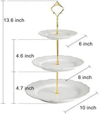 Sweejar 3 Tier Ceramic Cake Stand Wedding, Dessert Cupcake Stand for Tea Party Serving Platter(Rose) - Image 3