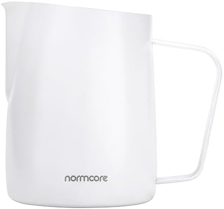Normcore Milk Pitcher with Sharp Spout - Espresso Steaming Pitcher - Milk Frothing Jug - Espresso Barista Tool - Non-stick coating White - 20.3 oz (600 ml) - Image 6