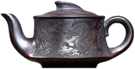 Tea Kettle Retro Original Ore Purple Sand Pot Red Clay Hand-carved Dragon Teapot Ceramic Tea Infuser by Unknown
