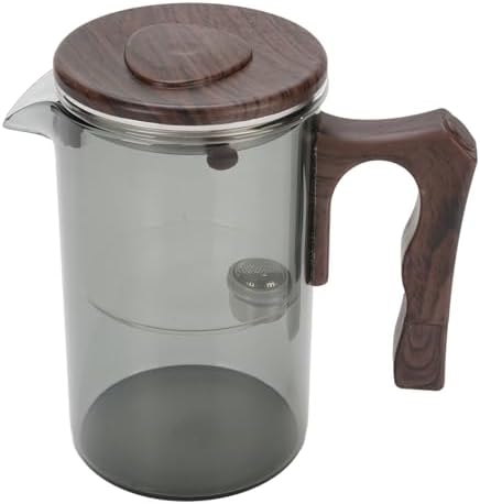 WALFRONT Glass Teapot with Strainer Heatproof Glass Tea Maker with Stainless Steel Infuser Removable Inner Liner Wood Handle Fine Filtration for Loose Leaf Tea Home Office (Grey 750ml) - Image 3