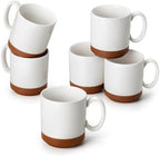 MALACASA 16oz Ceramic Coffee Mugs Set of 6, Khaki White by MALACASA