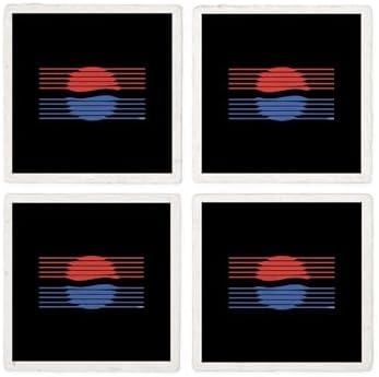 CafePress Pepsi 90S Lines Tumbled Stone - Set of 4 Coasters Set of 4 w/holder - Image 4