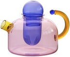 Glass Teapot Stovetop 13 OZ/400ml, Tea Pot with Removable Infuser, Colorful Clear Tea Kettle, Teapot Blooming and Loose Leaf Tea Maker Tea Brewer for Camping, Travel (Tea Pot-Pink) by LUKYRA