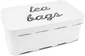 AuldHome Design Farmhouse Tea Bag Box (White), Vintage Retro Style Enamelware Tea Storage Tin by AuldHomeDesign