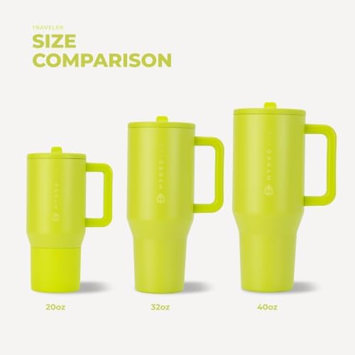 HydroJug Traveler 32oz, Insulated Tumbler with Handle & Straw, Lemon Lime - Image 5