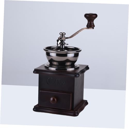 Vintage Style Manual Coffee Grinder Wooden Burr Mill Hand Coffee Beans Grinding Machine with Ceramic Burr for Home Use Dark Brown - Image 3