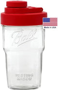 Brewing America Nesting Jar with Drinking Lid as Travel Cup, 1 Pint (16 oz) with Red Pouring Lid on Wide Mouth Ball Nesting Mason Jar, USA-Made To Go Drink Cup, 1-Pack by BrewingAmerica