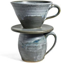 American Handmade Coffee Pour Over Set by Dock 6 Pottery, Barrel Mug with Dripper, Lead-Free Glaze, Lakeshore Gray by The+Barrington+Garage