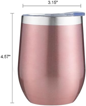 MEZMUT 12oz Insulated Wine Tumbler with Lid Wine Glass(Rose Gold,6 Pack) - Image 6