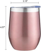 MEZMUT 12oz Insulated Wine Tumbler with Lid Wine Glass(Rose Gold,6 Pack) - Image 6