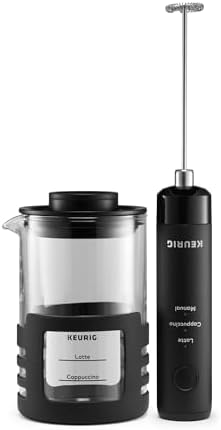 Keurig SimpleCafe Frother, Rechargeable Handheld Milk Frother for Lattes, Cappuccinos & Iced Coffee, USB Cord Included, Microwave-Safe Frothing Cup, Hot & Cold Foam Maker by Keurig