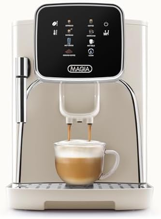 Zulay Kitchen Magia Automatic Espresso Machine – Clasica, Cream Silver – Super Automatic Coffee Maker with Built-in Grinder, Steam Wand, Self-Cleaning, Touch Panel, for Bean & Ground Coffee by ZulayKitchen