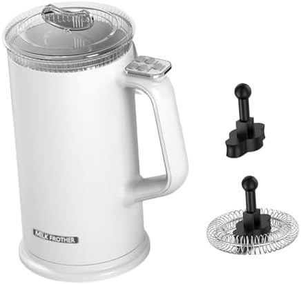 Yajuyi Electric Milk Frother Automatic and Cold Froth Stainless Steel Nonstick Interior Suitable for Home Kitchen Dining Espresso, White by Yajuyi