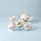 Lenox Butterfly Meadow Porcelain Teapot and Tea Cup Set, 9-Piece, 48oz - Image 4