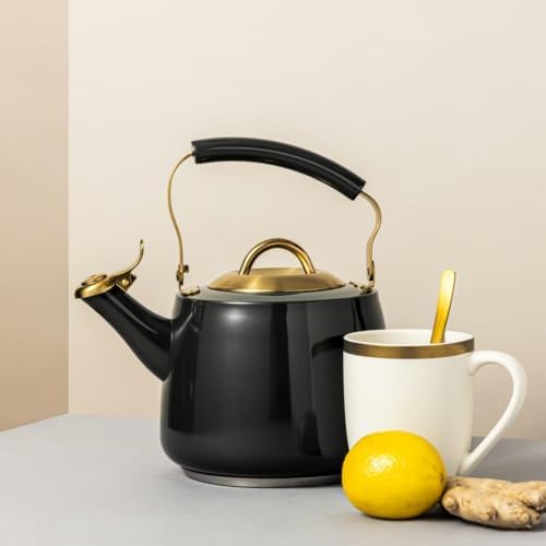 LUGBAR Table Stainless Steel 1.8L Stovetop Tea Kettle (Black) - Image 2