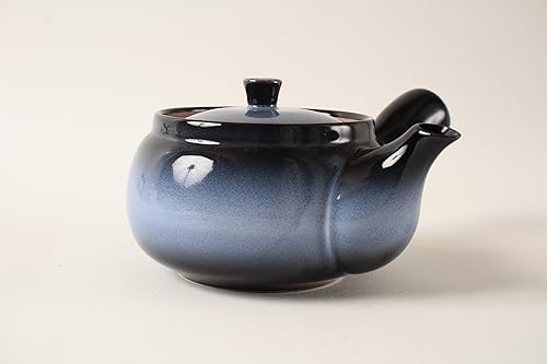 Mino ware Japanese Pottery Teapot Kyusu Aurora Snowy Night Navy with Infuser made in Japan (Japan Import) SYK002 (Navy) - Image 3