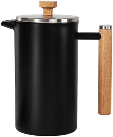 French Press Coffee Maker Double Wall Insulated French Coffee Press Stainless Steel With 3-level Disassemble Filters, Cold Brew Coffee Tea Pot, Easy To Clean(/Black,1000ml) by GIZNXBA