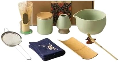 4/7Pcs Matcha Tea Set Bamboo Whisk Scoop Glass Bowl Traditional Indoor Handmade Tea-making Tools Kit(16) by Unknown