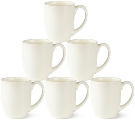 AmorArc 16 oz Coffee Mugs Set of 6, Large Ceramic Coffee Cups-Light Beige by AmorArc