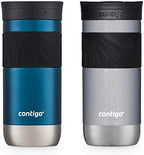 Contigo Byron 2.0 Snapseal Insulated Stainless Steel Travel Mug with Grip 2-pack, 16oz, Blueberry Satin & Gold Morel by Contigo