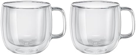 ZWILLING Sorrento Plus 2-pc Double-Wall Glass Cappuccino Mug Set,15-oz, 450ml by Zwilling