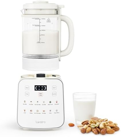 50.73oz Nut Milk Maker Machine: 12 in 1 Automatic Soy Milk Maker with Detachable Design, Homemade Juice,Almond,Oat Milks for Plant Based Milks, 24H Delay Start/Keep Warm/Auto-Clean/Safety Lock by Livatro