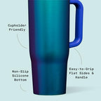 Corkcicle Cruiser Insulated Tumbler with Handle & Straw, 40 oz, Dragonfly - Image 4