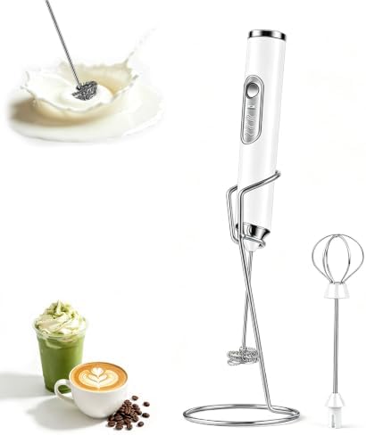 Milk Frother Handheld with Stand Electric Coffee Foamer Wand 3 Speed Whisks by Unknown