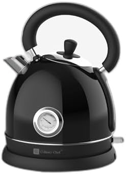 CULINARY CHEF Retro Electric Hot Water Kettle with Speed Boil Tech, Bpa-Free, 1.8, Stainless Steel, Black by CULINARYCHEF