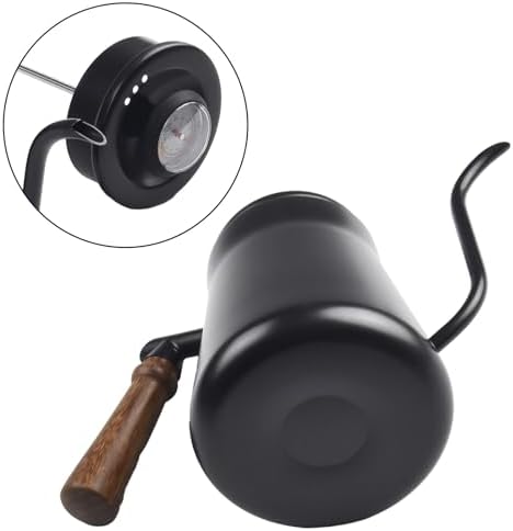 Stainless Steel Gooseneck for kettle With Thermometer, 650 850ML Narrow Spout Coffee Pot For Pour Over Brewing At Home Or Cafe(650ML Black) - Image 6