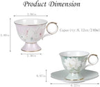 KAMMAK Tea Cups Set of 2,Ceramic Floral Pattern Demitasse Cup - Image 2