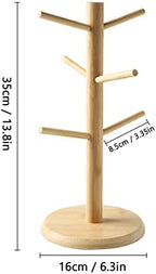 LIU- Mug Tree Mug Holder Tabletop Mug Rack Bamboo Wooden Cup Holder Storage Organizer Display Stand,Tea Coffee Cup Mug Hooks - Image 2