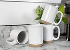 Elanze Designs Tall Ribbed Raw Clay Bottom White 16 ounce Ceramic Coffee Mugs Set of 4 - Image 6