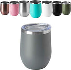 HASLE OUTFITTERS 12oz Wine Tumbler with Lid Stemless Wine Glasses Double Wall Vacuum Travel Mugs stainless steel Coffee Cup for Cold & Hot Drinks Wine Coffee Cocktails Beer 12 Pack Grey - Image 2
