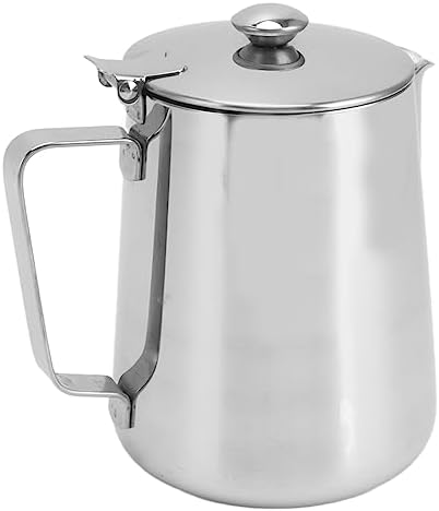 Milk Frothing Pitcher, Stainless Steel Steaming Pitcher for Coffee, 304 Stainless Steel Milk Frother Cup with Lid, Ergonomic Handle and Spout for Baristas, Home and Cafe - Image 3