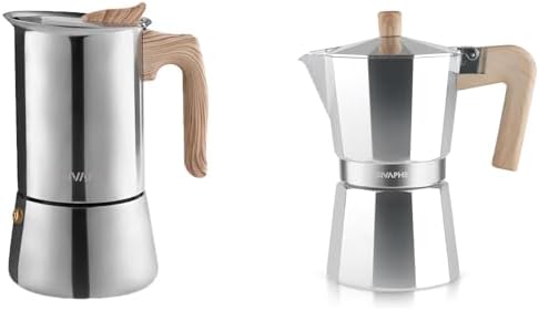Sivaphe Stovetop Espresso Maker Stainless Steel and Aluminum Moka Pot 9cup by Sivaphe