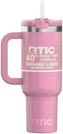 RTIC 40oz Road Trip Tumbler, Insulated, Ceramic Lined, Dusty Rose Glitter by RTIC