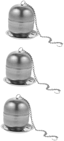 PRETYZOOM 3pcs Loose Leaf Tea Infuser Stainless Steel Tea Strainer Ball with Base for Home and Office Use Fine Mesh Design for Natural Filtering by PRETYZOOM