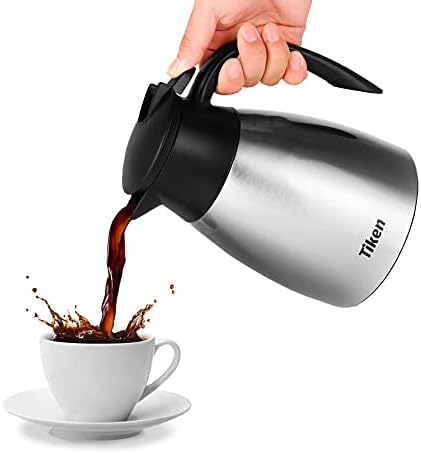Tiken 34 Oz (1 L) Stainless Steel Thermal Coffee Carafe and French Press Coffee Maker, Silver - Image 4