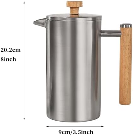 French Press Coffee Maker Double Wall Insulated French Coffee Press Stainless Steel With 3-level Disassemble Filters, Cold Brew Coffee Tea Pot, Easy To Clean(/Silver,700ml) - Image 5