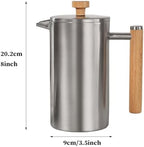French Press Coffee Maker Double Wall Insulated French Coffee Press Stainless Steel With 3-level Disassemble Filters, Cold Brew Coffee Tea Pot, Easy To Clean(/Silver,700ml) - Image 5