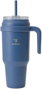 Reduce 50 oz Stainless Steel Tumbler with Handle-Dual-Wall Vacuum Insulated Travel Mug, Sweat-Proof Lid & Reusable Straw - Keeps Drinks Cold for 24 Hrs, Fits Cupholders, Dishwasher Safe-Elemental Blue by Reduce