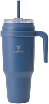 Reduce 50 oz Stainless Steel Tumbler with Handle-Dual-Wall Vacuum Insulated Travel Mug, Sweat-Proof Lid & Reusable Straw - Keeps Drinks Cold for 24 Hrs, Fits Cupholders, Dishwasher Safe-Elemental Blue by Reduce