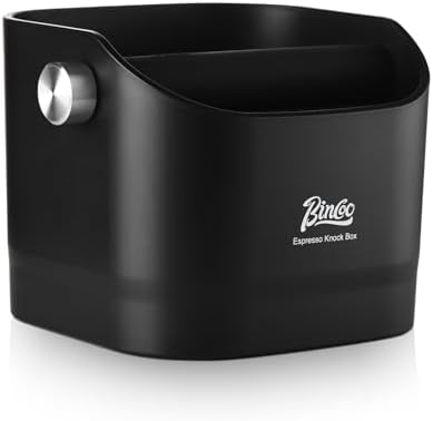 Bincoo Espresso Knock Box -1.2L(15 Cups) Knock Box, Barista Style Coffee Knock Box for Grounds with Removable Shock-Absorbent Knock Bar and Anti-Slip Base, Durable Espresso Accessories.Black by Bincoo