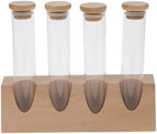 Glass Coffee Bean Storage Tubes, 70ml Airtight Jars with Wooden Stand by Toyvian