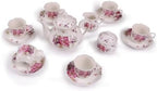 Guangyang 15pcs Porcelain Tea Sets 7 OZ Cups& Saucer Service for 6, with Teapot Sugar Bowl Cream Pitcher for Tea/Coffee by HOME