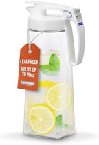 Lustroware QuickServe Airtight Pitcher - 2.1L (70oz), Heat Resistant, BPA-Free SAN Plastic, One Touch Open & Close, Space-Saving, Made in Japan - White by Lustroware
