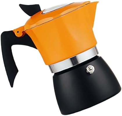 VICASKY Mocha Coffee Maker Espresso Coffee Pot 150ml Black and Orange Metal Stovetop Italian Octagonal Coffee Pot Household Hand Brewing for Home and Camping by VICASKY